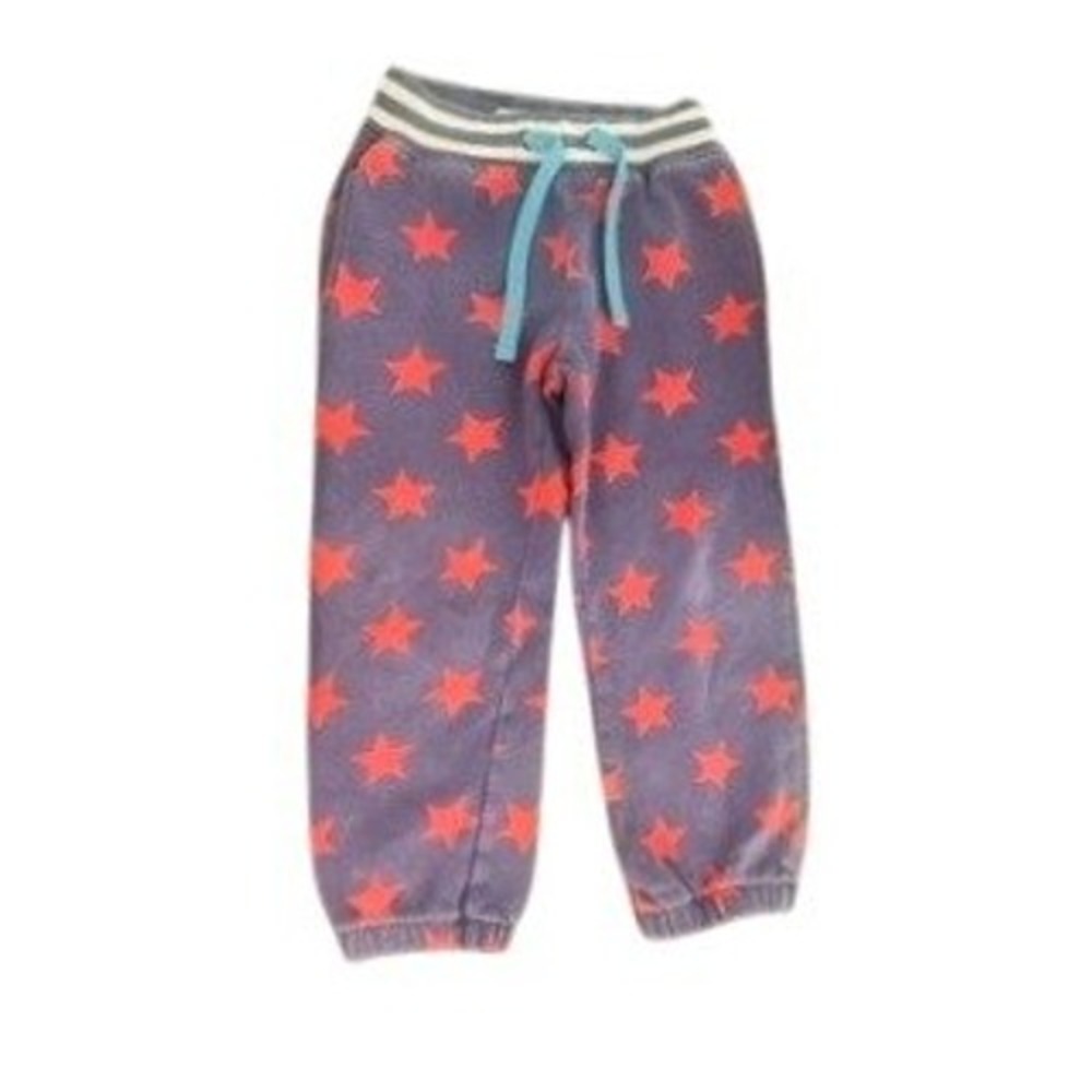 Mini Boden Kids 5Y Blue Red Star Print Fleece Joggers Sweatpants Striped Waist - Picture 1 of 3